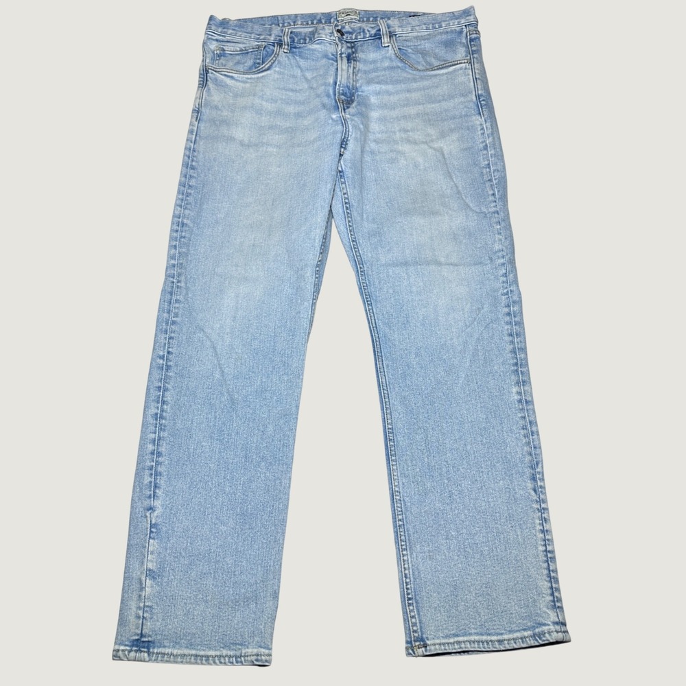 Faherty Jeans Mens 36x30 Organic Cotton Stretch Straight Leg Light Wash Blue